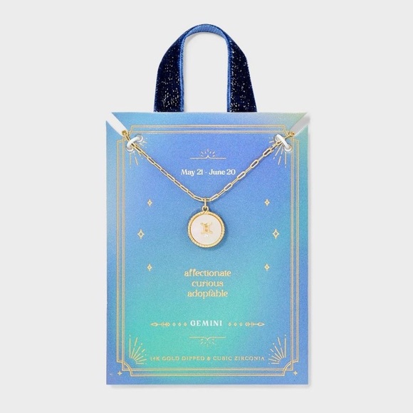 Beloved + Inspired 14K Gold Dipped Mother of Pearl Zodiac Pendant Necklace - NWT - Picture 2 of 7